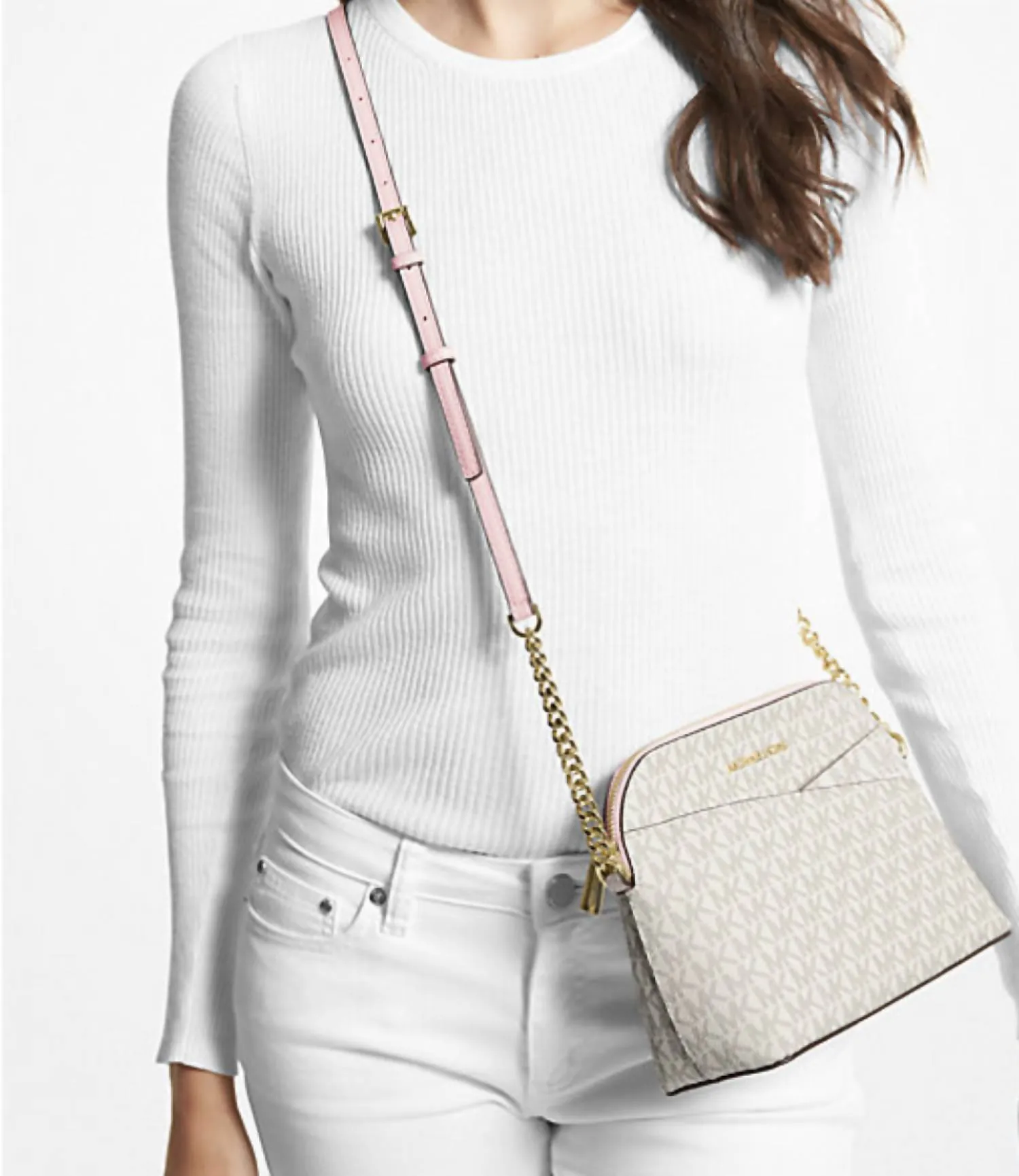 Jet Set Travel Medium Logo Dome Crossbody Bag (Vanilla) In 35F1Gtvc6B