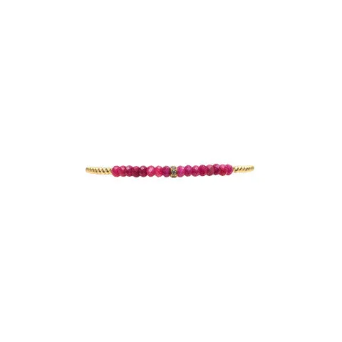 Karen Lazar Design 2mm Yellow Gold Bracelet with Rubies and Diamond Rondelle