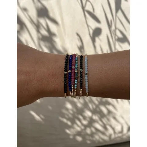 Karen Lazar Design 2mm Yellow Gold Bracelet with Rubies and Diamond Rondelle