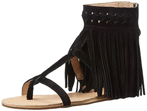 Koolaburra Women's Athena Zip Up Fringe Boho Gladiator Sandal, Color Options