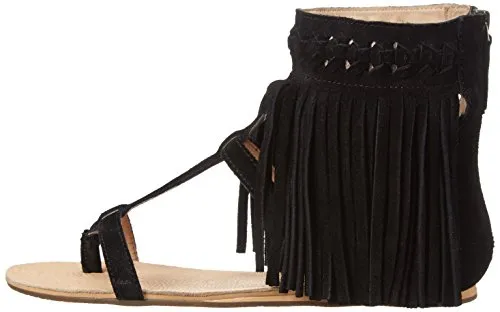 Koolaburra Women's Athena Zip Up Fringe Boho Gladiator Sandal, Color Options