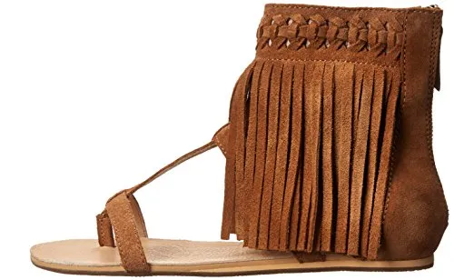 Koolaburra Women's Athena Zip Up Fringe Boho Gladiator Sandal, Color Options
