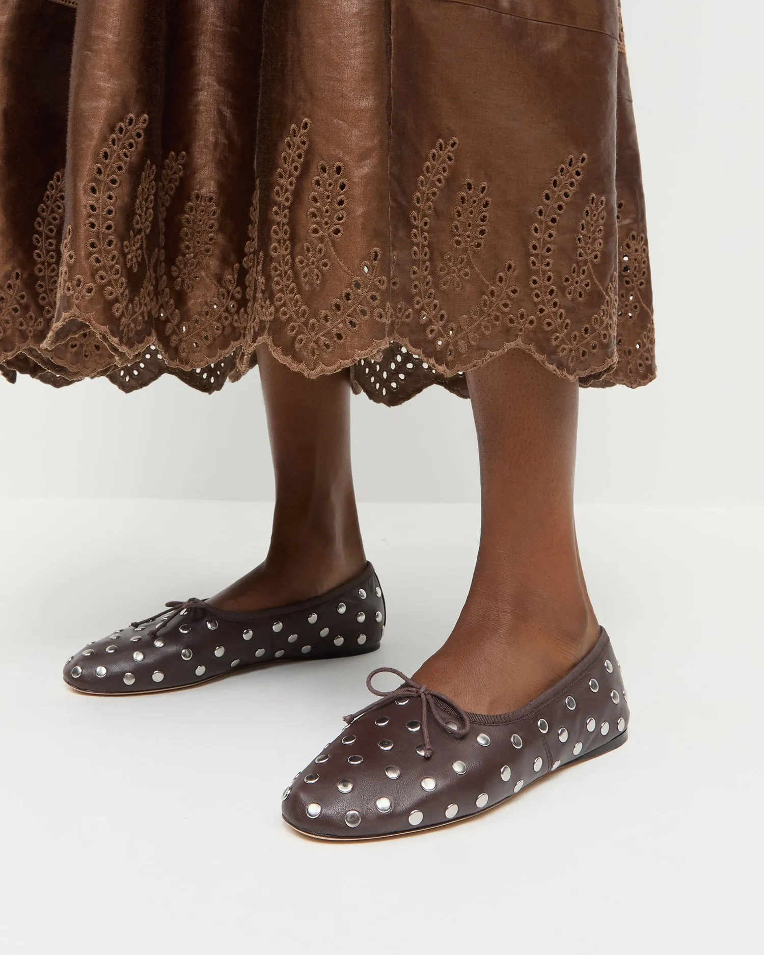 Landon Espresso/Silver Ballet Flat -LOEFFLER RANDALL