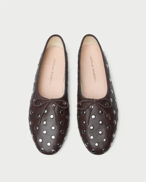 Landon Espresso/Silver Ballet Flat -LOEFFLER RANDALL