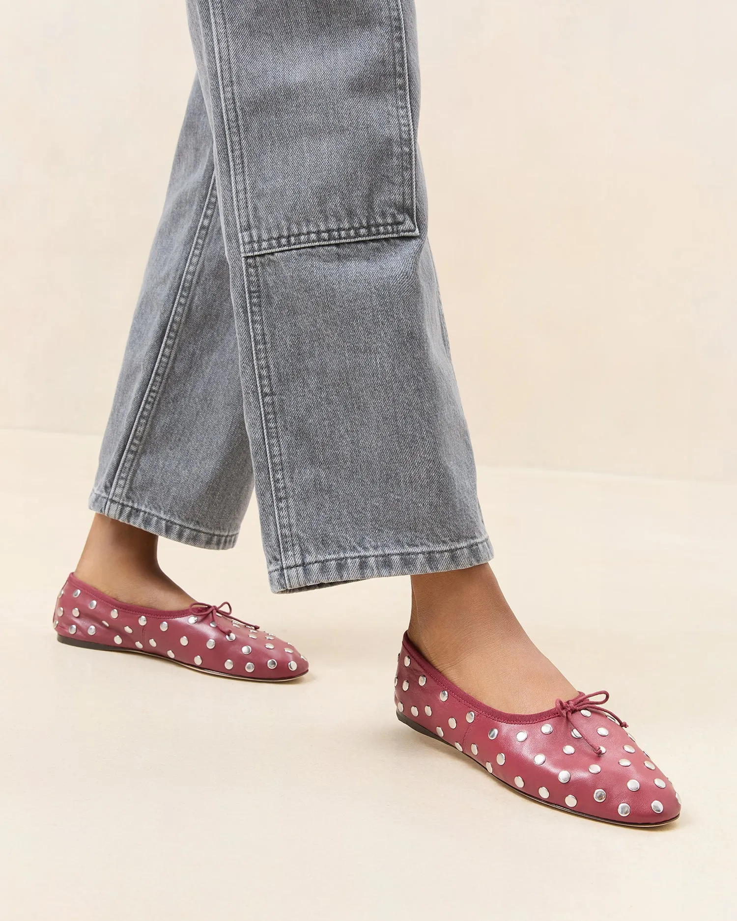 Landon Wine/Silver Ballet Flat -LOEFFLER RANDALL