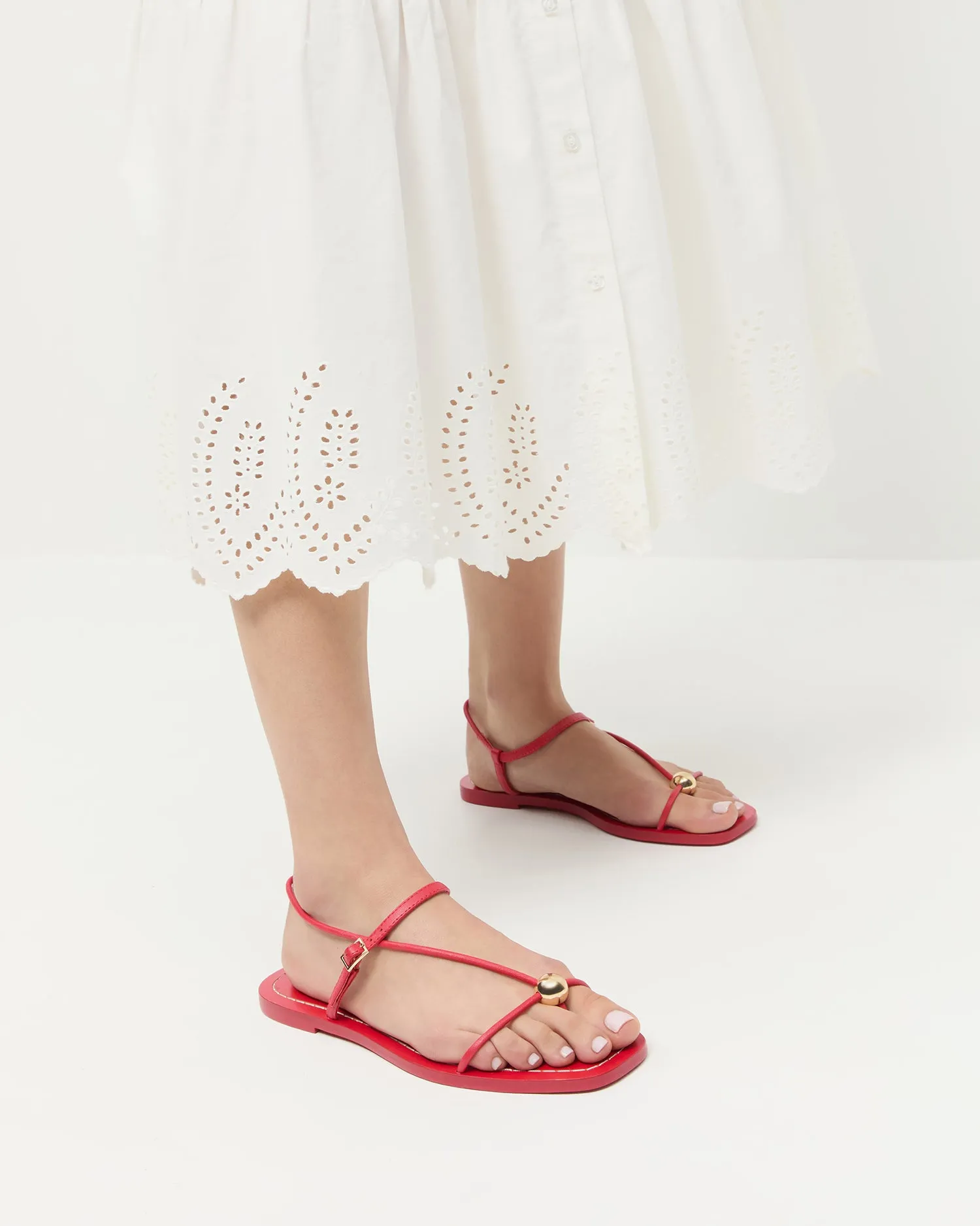 Lara Red Leather Sandal -LOEFFLER RANDALL