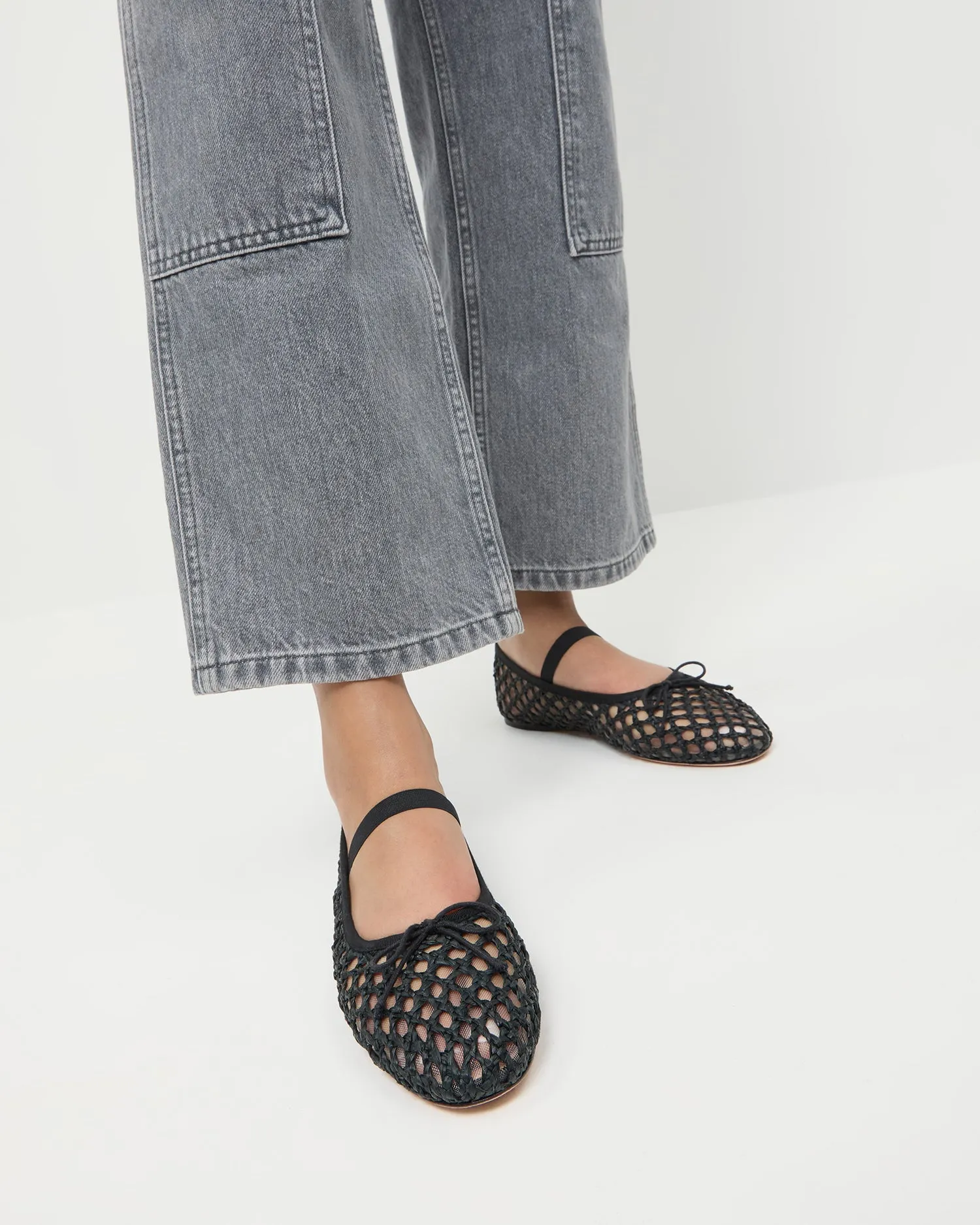 Leonie Black Crochet Ballet Flat -LOEFFLER RANDALL