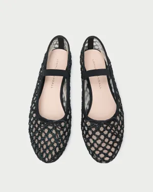 Leonie Black Crochet Ballet Flat -LOEFFLER RANDALL