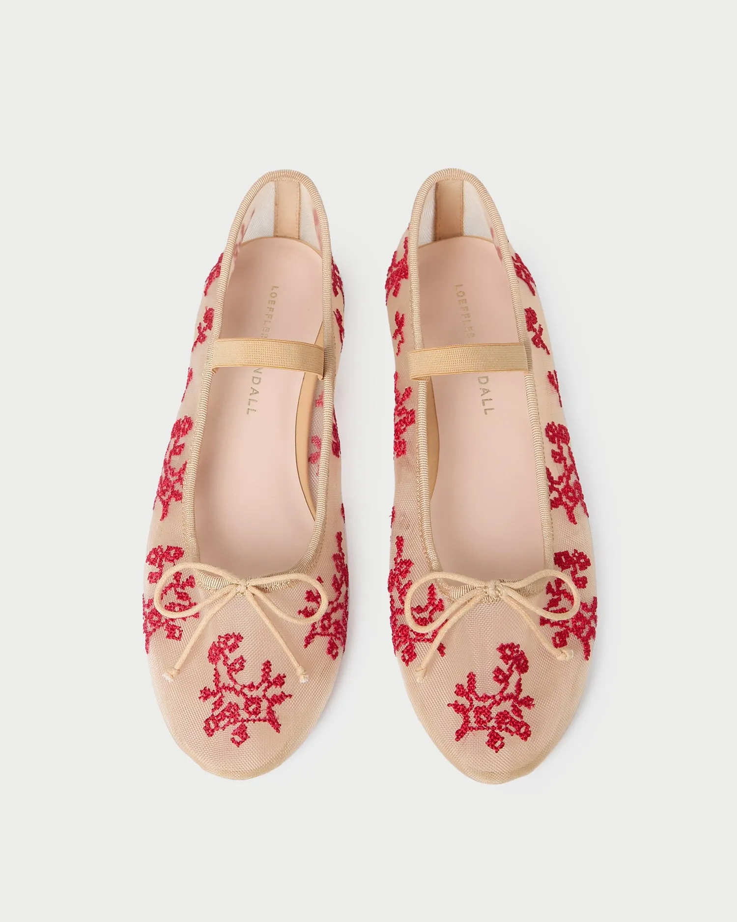 Leonie Caramel/Red Embroidered Ballet Flat -LOEFFLER RANDALL