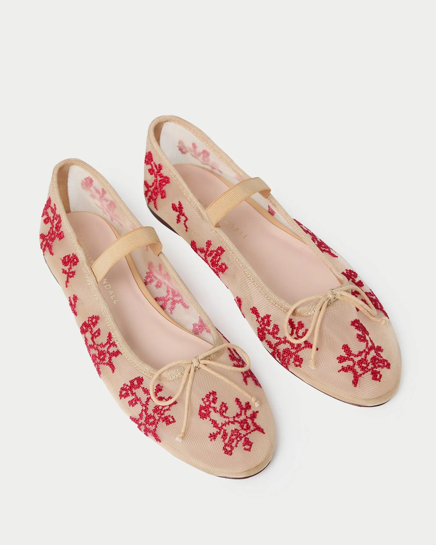 Leonie Caramel/Red Embroidered Ballet Flat -LOEFFLER RANDALL