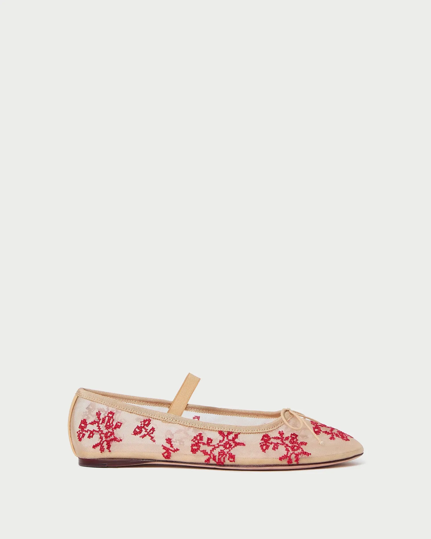 Leonie Caramel/Red Embroidered Ballet Flat -LOEFFLER RANDALL
