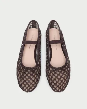 Leonie Chocolate Crochet Ballet Flat -LOEFFLER RANDALL