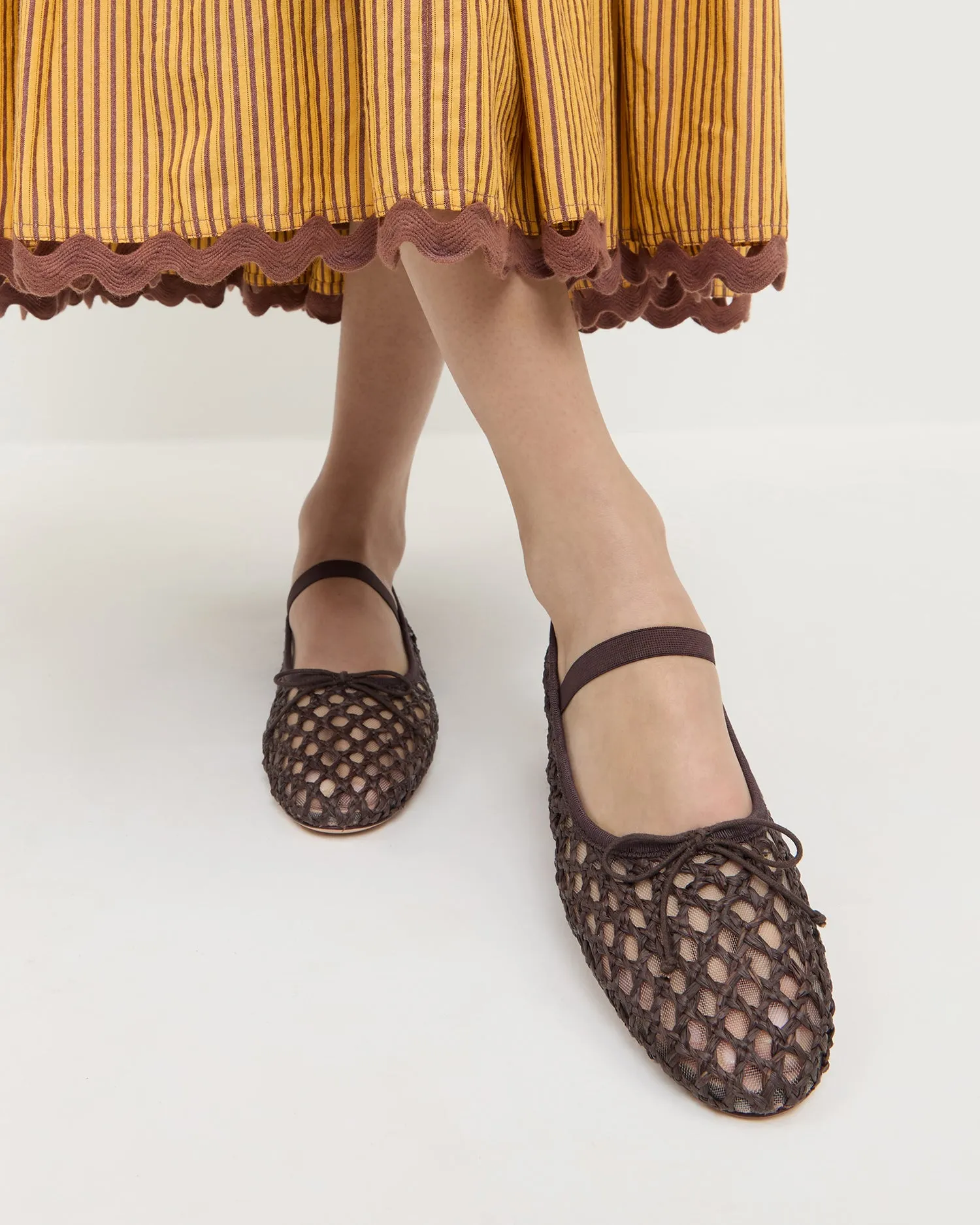 Leonie Chocolate Crochet Ballet Flat -LOEFFLER RANDALL
