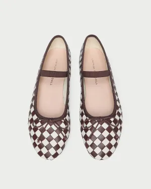 Leonie Chocolate/Cream Woven Ballet Flat -LOEFFLER RANDALL