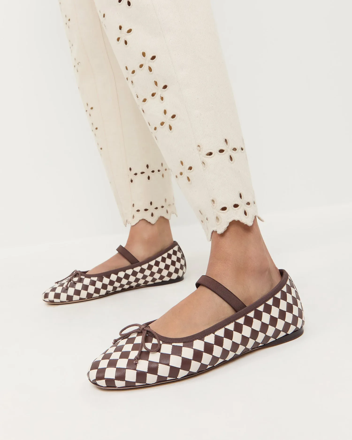 Leonie Chocolate/Cream Woven Ballet Flat -LOEFFLER RANDALL