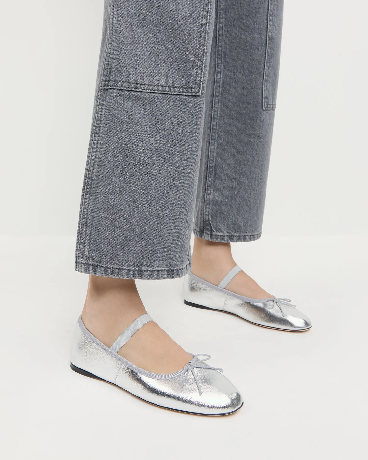 Leonie Silver Leather Ballet Flat -LOEFFLER RANDALL