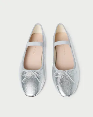 Leonie Silver Leather Ballet Flat -LOEFFLER RANDALL
