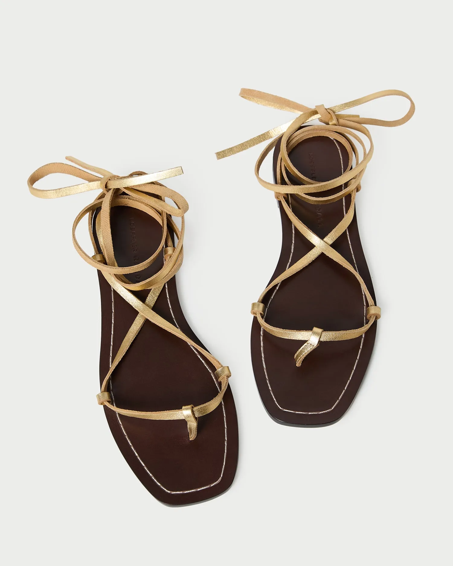 Lianna Gold/Espresso Lace-Up Sandal -LOEFFLER RANDALL
