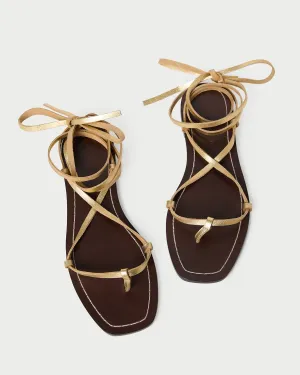 Lianna Gold/Espresso Lace-Up Sandal -LOEFFLER RANDALL