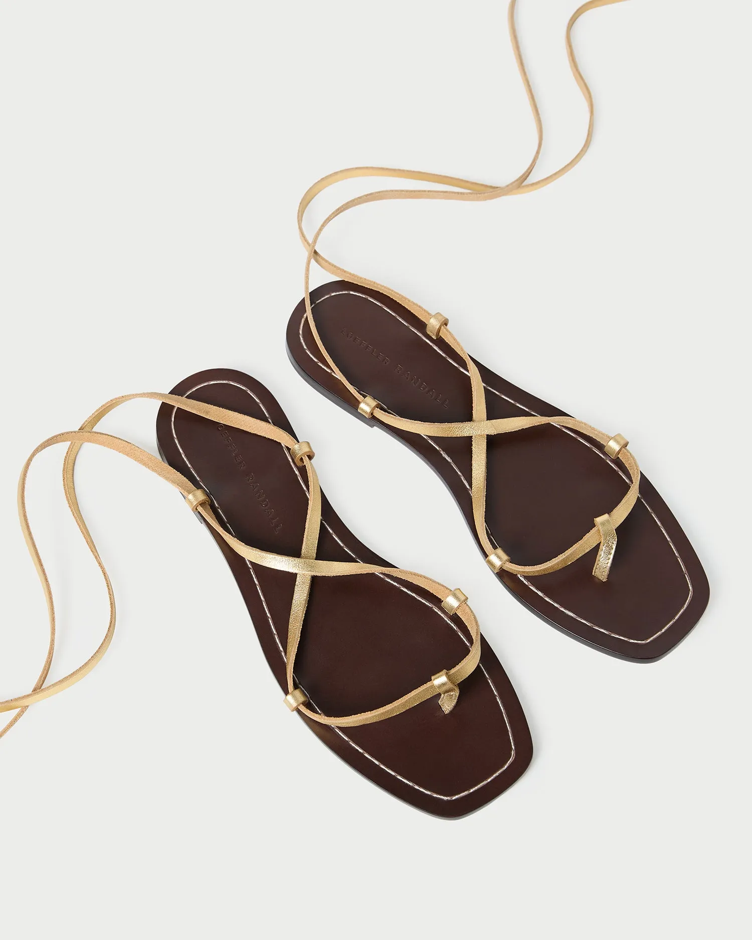 Lianna Gold/Espresso Lace-Up Sandal -LOEFFLER RANDALL
