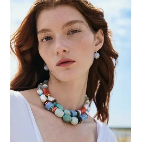 Lizzie Fortunato Comet Earrings in Blue Agate