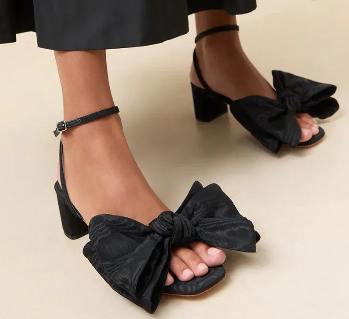Loeffler Randall Carmen Black Moiré Bow Sandal