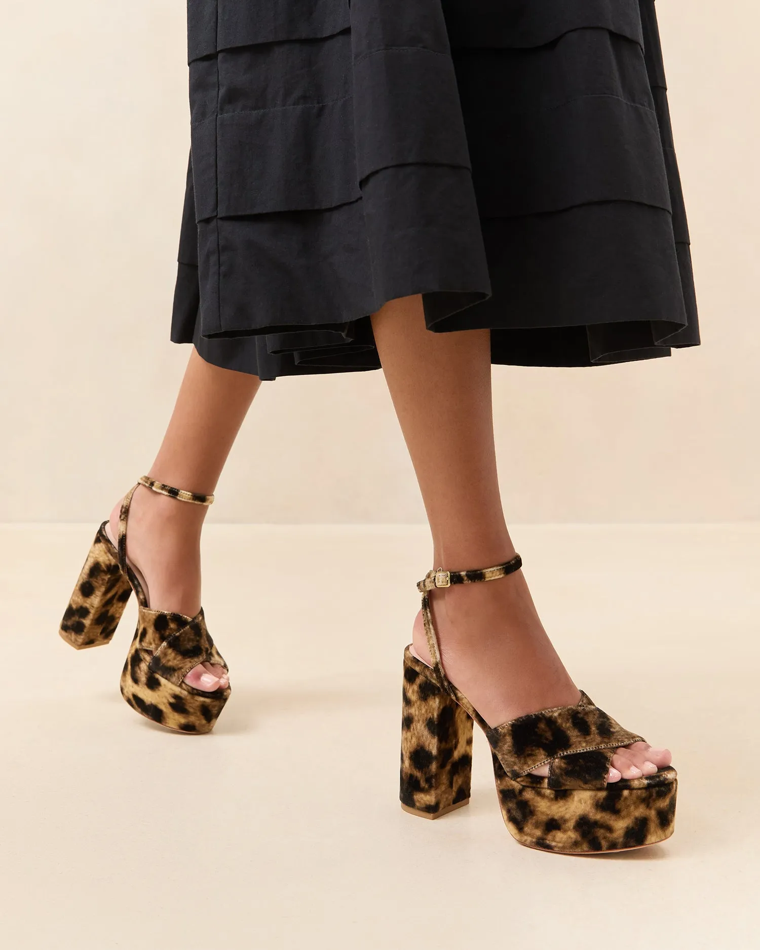 Loretta Leopard Velvet Platform Sandal -LOEFFLER RANDALL