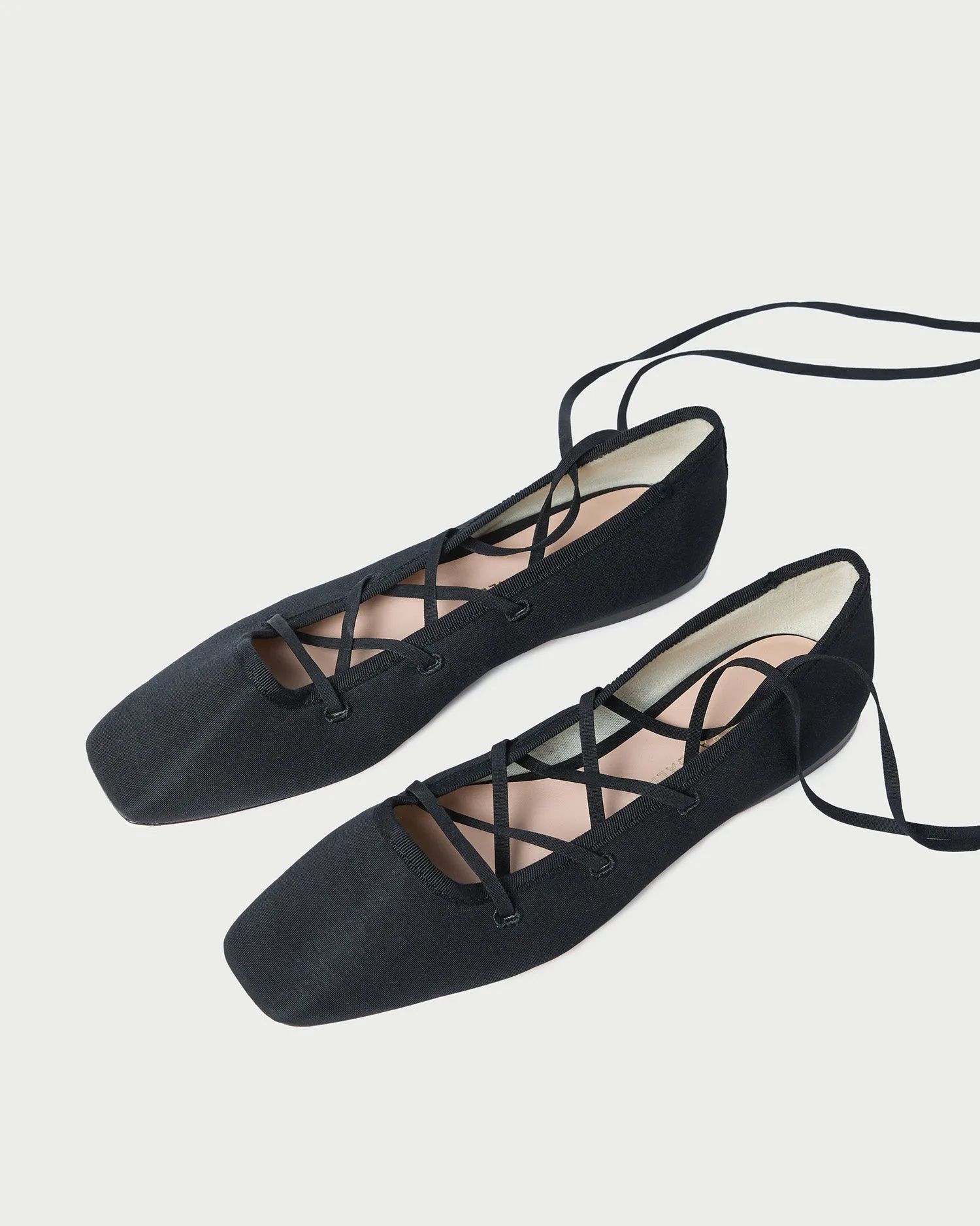 Louisa Black Lace-Up Ballet Flat -LOEFFLER RANDALL