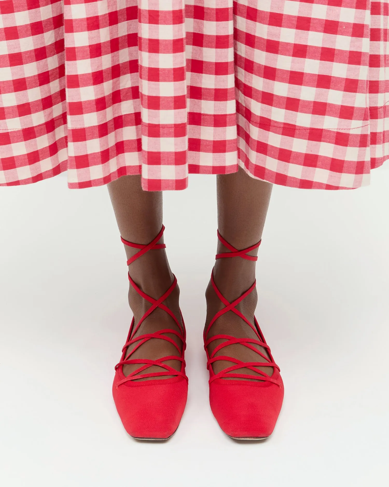 Louisa Red Lace-Up Ballet Flat -LOEFFLER RANDALL