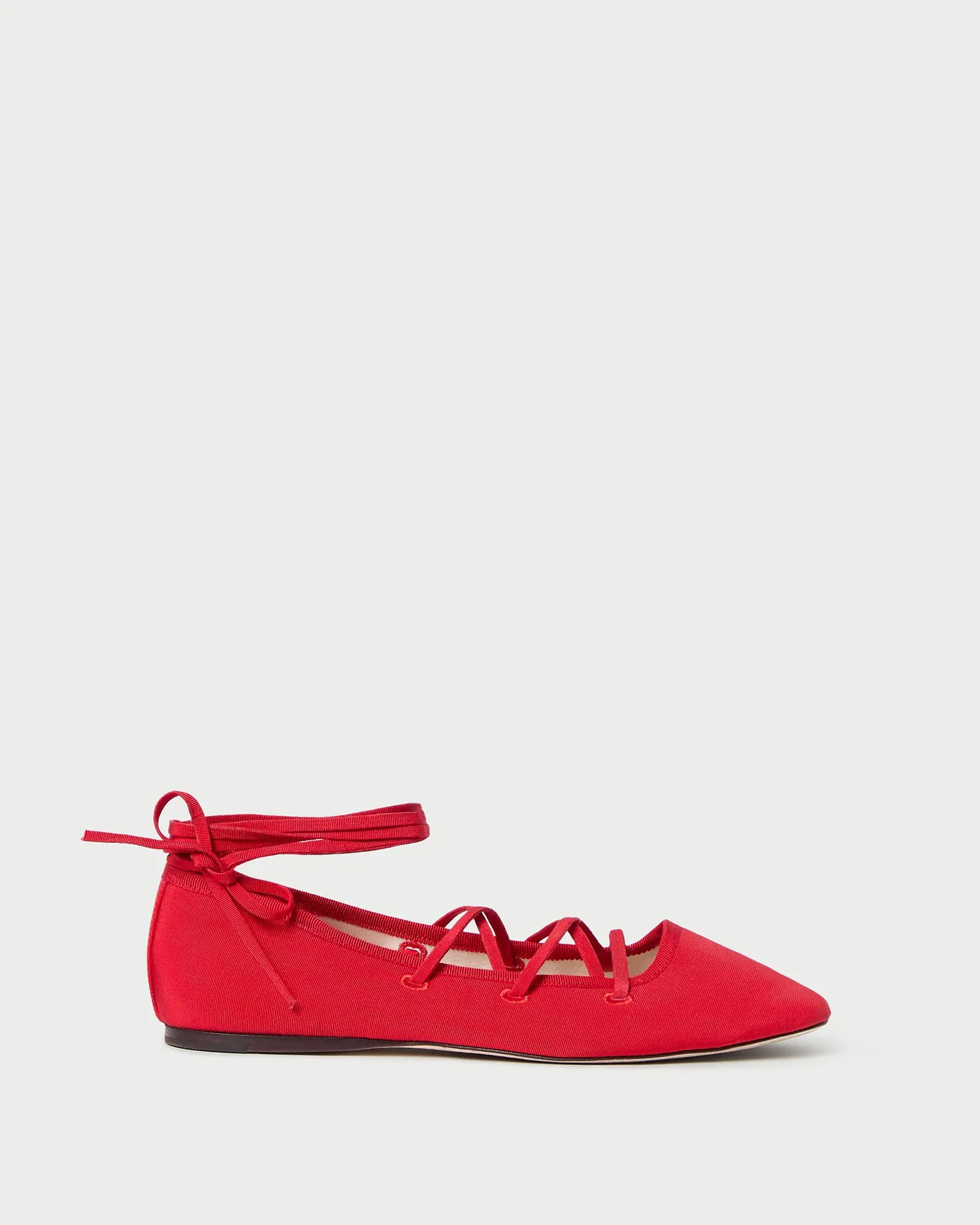 Louisa Red Lace-Up Ballet Flat -LOEFFLER RANDALL