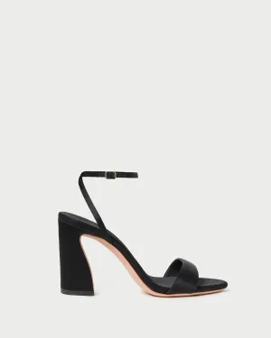 Malia Black Satin Curved-Heel Sandal -LOEFFLER RANDALL