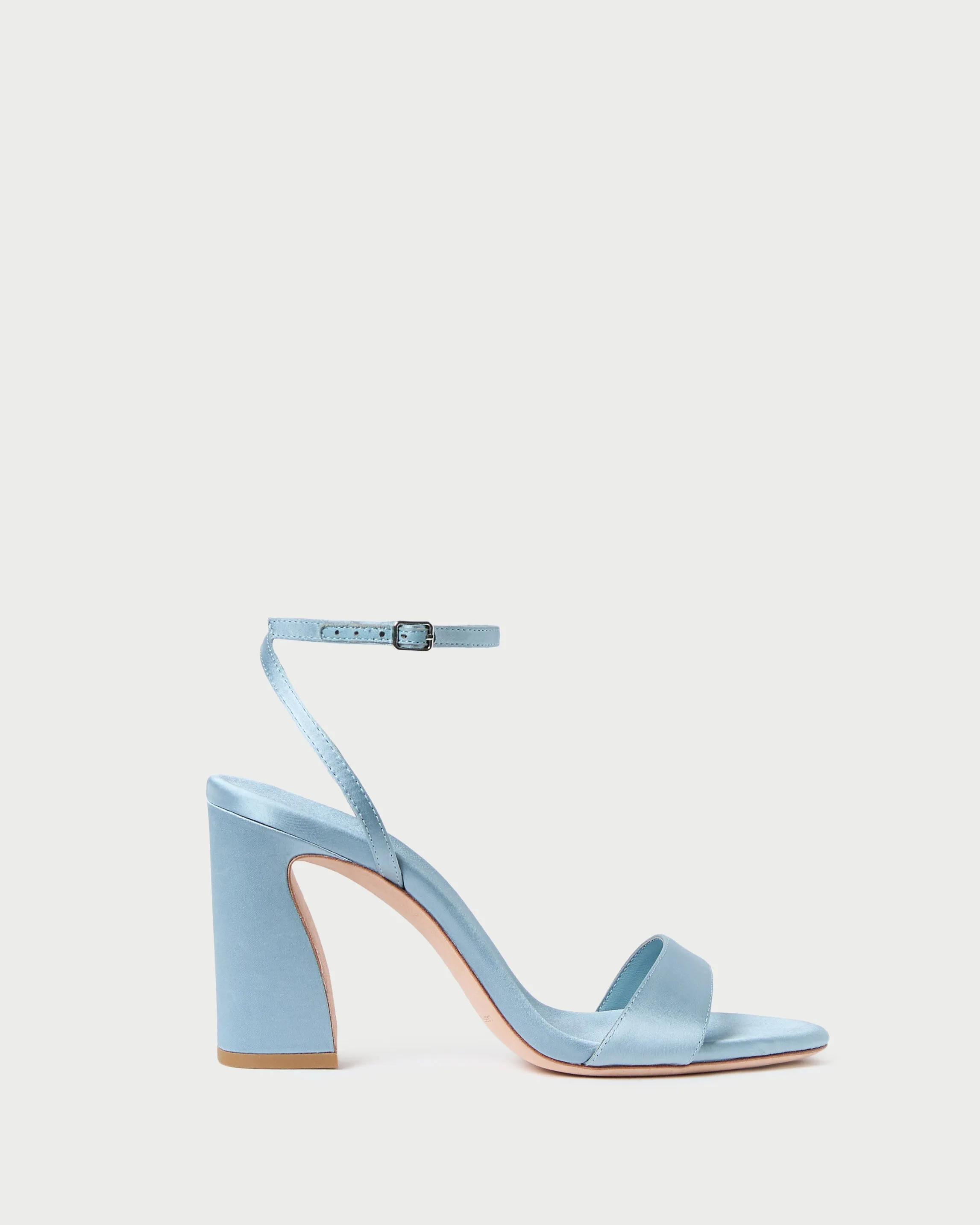 Malia Blue Satin Curved-Heel Sandal -LOEFFLER RANDALL