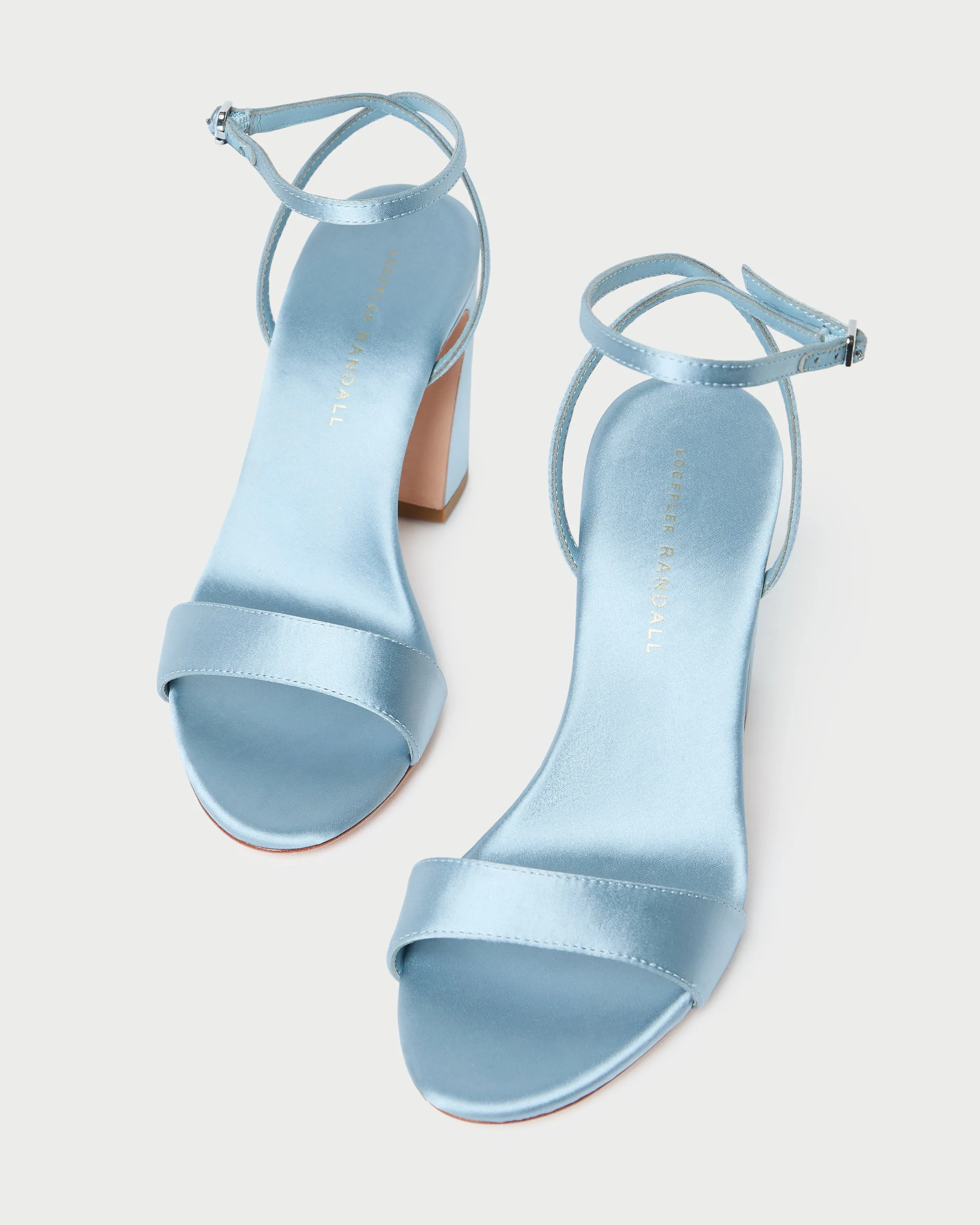 Malia Blue Satin Curved-Heel Sandal -LOEFFLER RANDALL