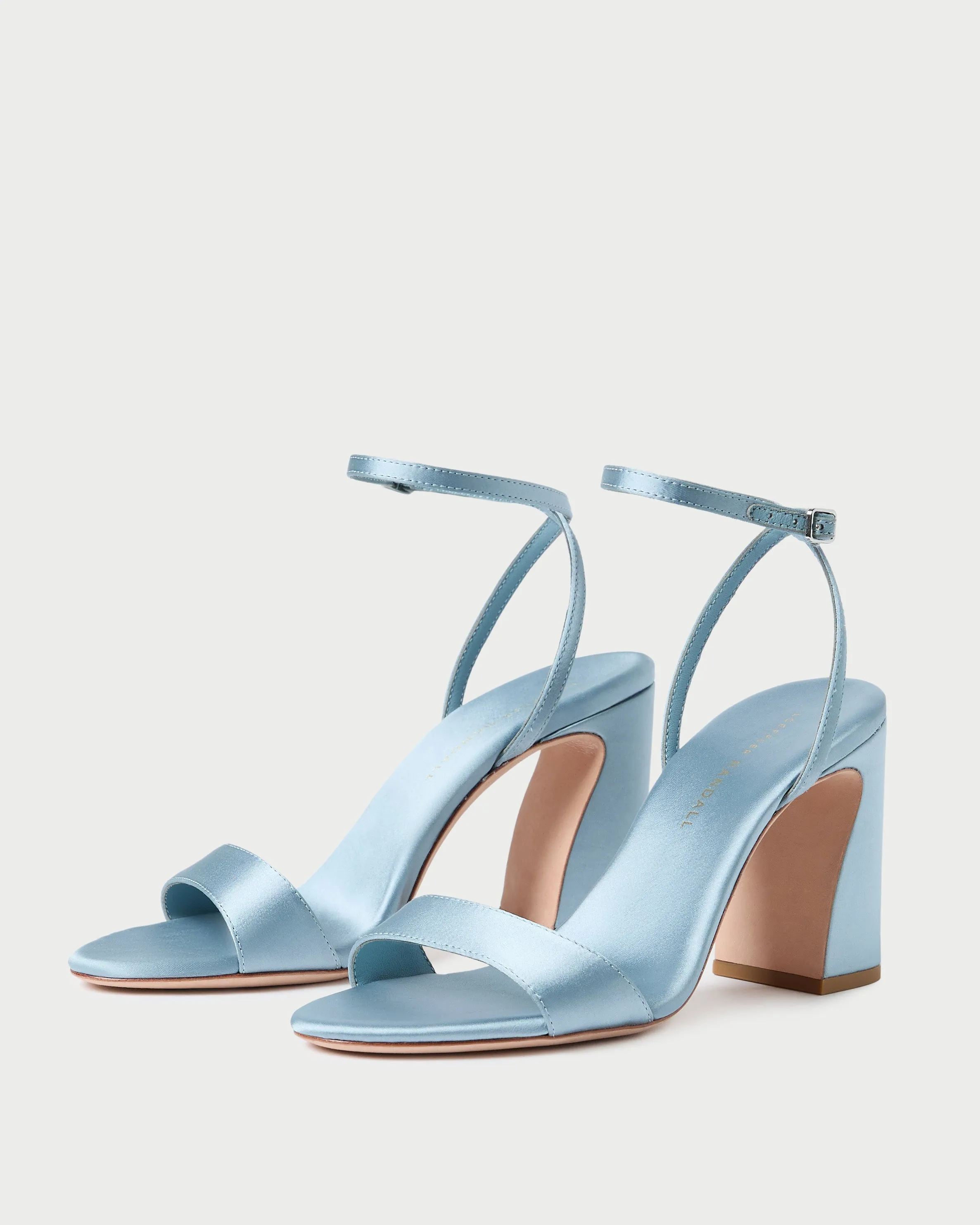Malia Blue Satin Curved-Heel Sandal -LOEFFLER RANDALL