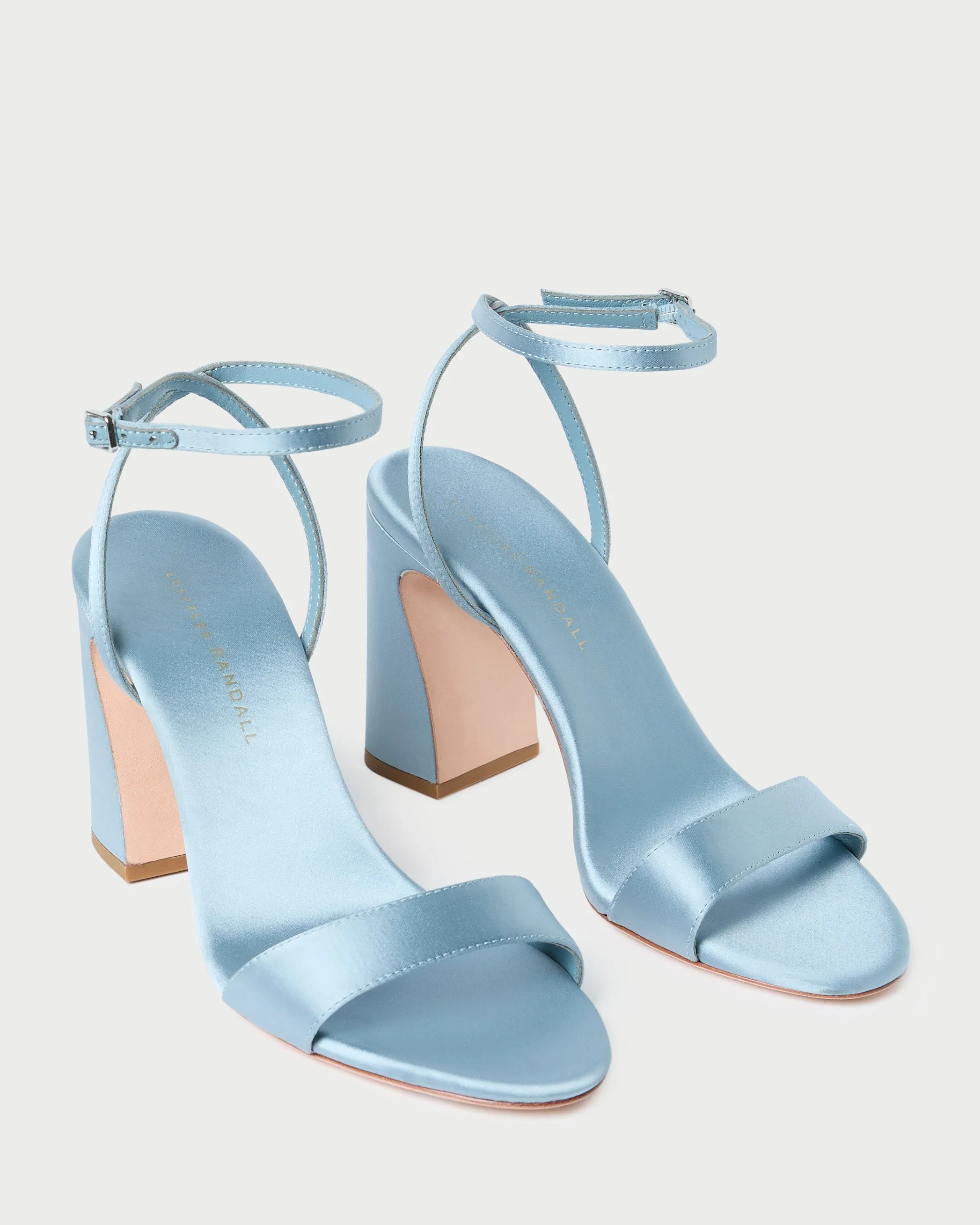 Malia Blue Satin Curved-Heel Sandal -LOEFFLER RANDALL
