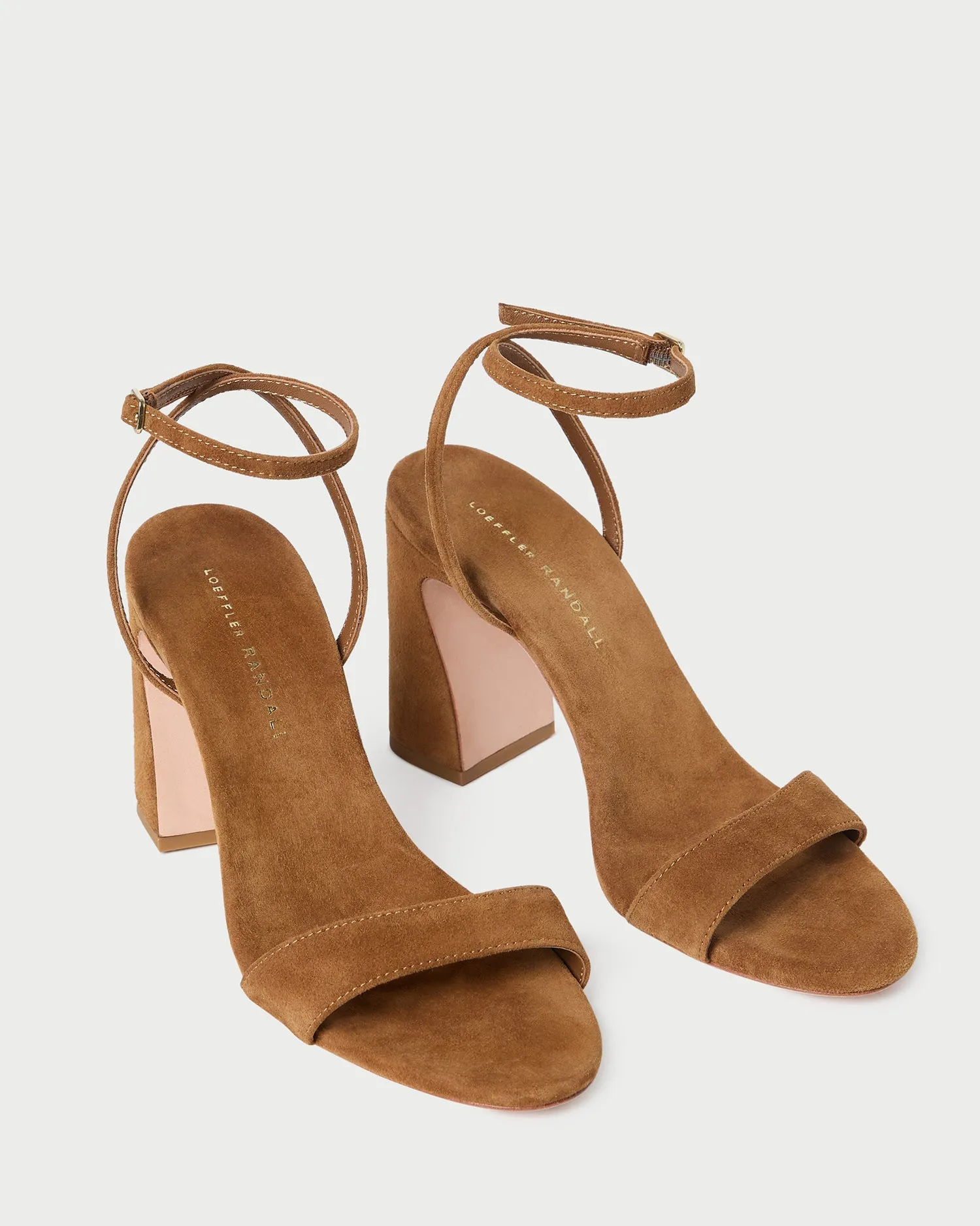 Malia Cacao Suede Curved-Heel Sandal -LOEFFLER RANDALL