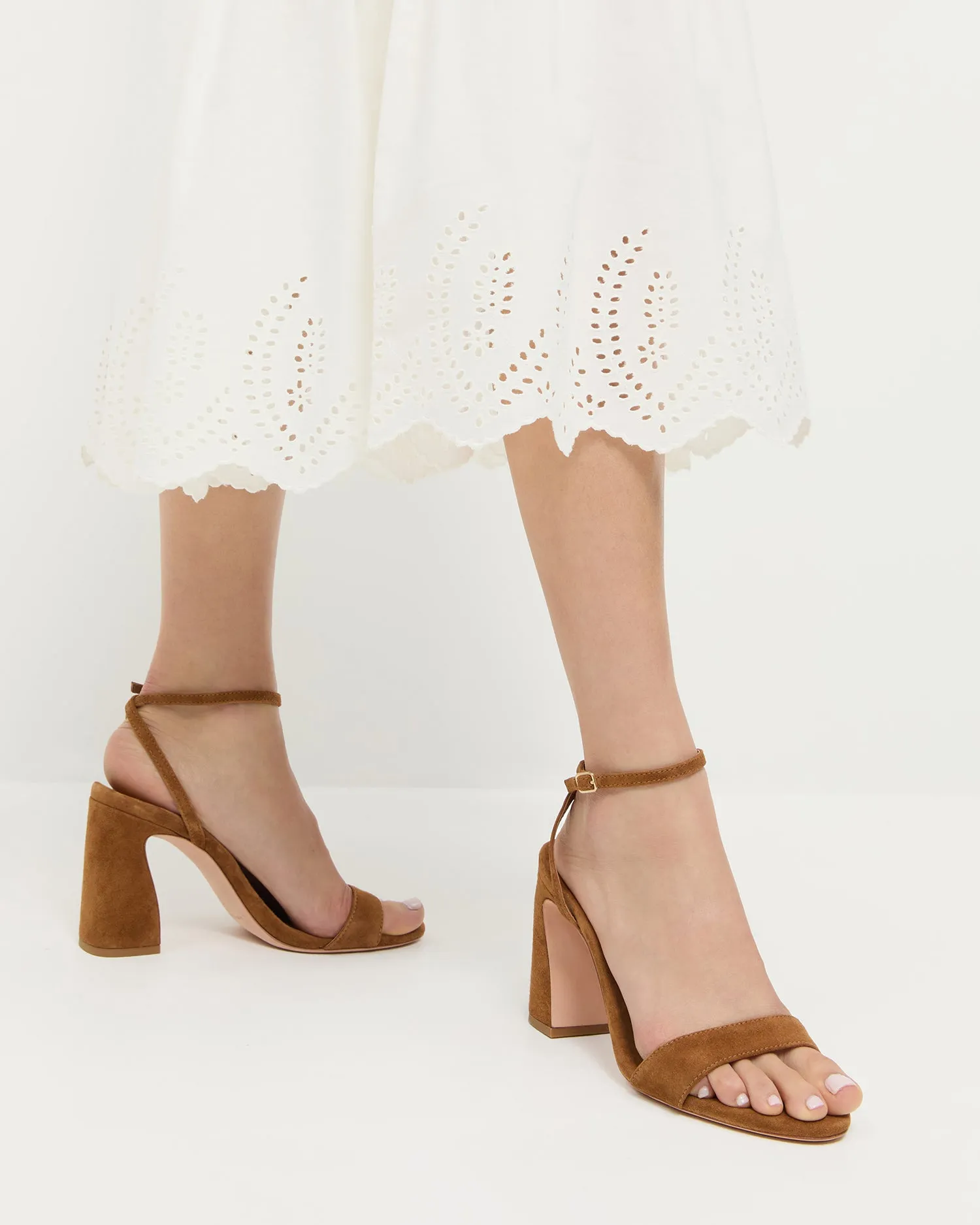 Malia Cacao Suede Curved-Heel Sandal -LOEFFLER RANDALL