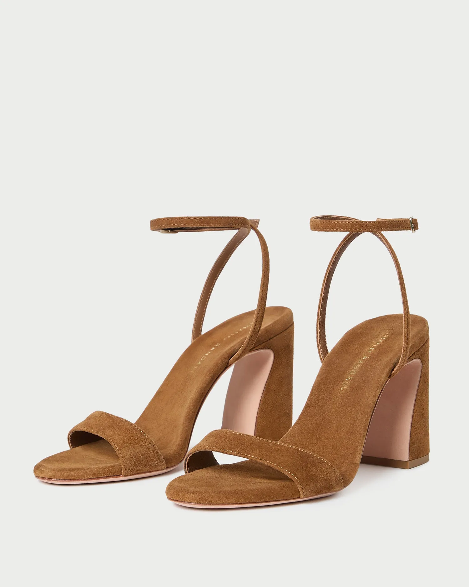 Malia Cacao Suede Curved-Heel Sandal -LOEFFLER RANDALL