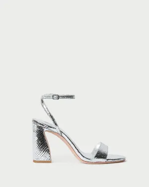 Malia Silver Snake Embossed Sandal -LOEFFLER RANDALL