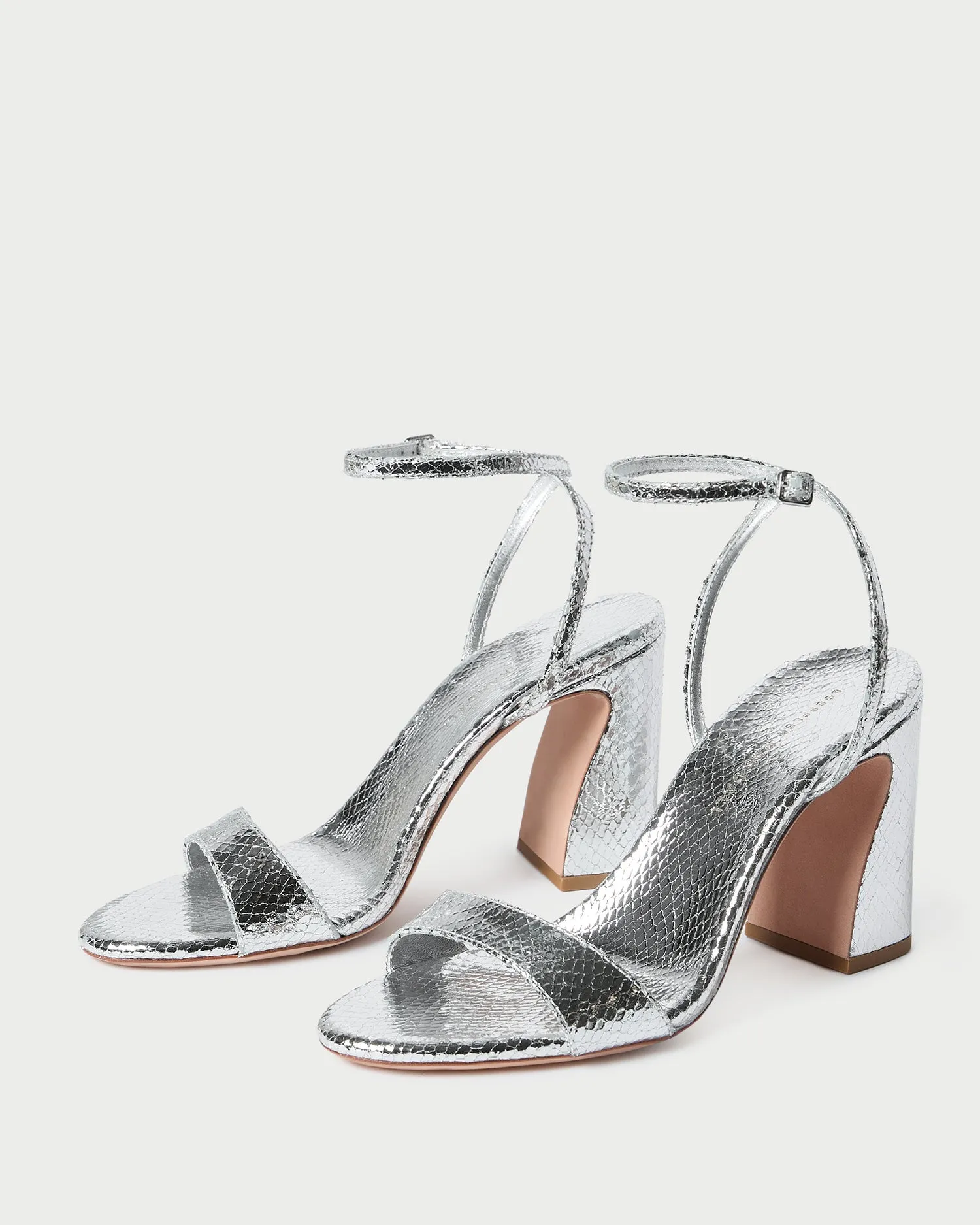 Malia Silver Snake Embossed Sandal -LOEFFLER RANDALL
