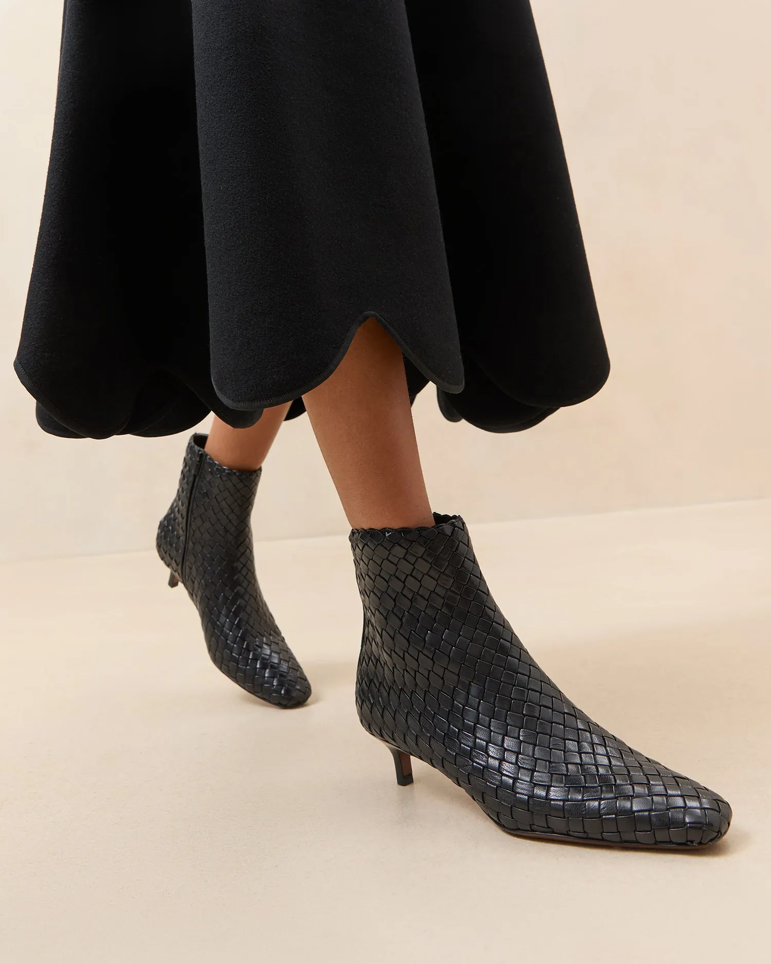 Marcella Black Woven Ankle Boot -LOEFFLER RANDALL
