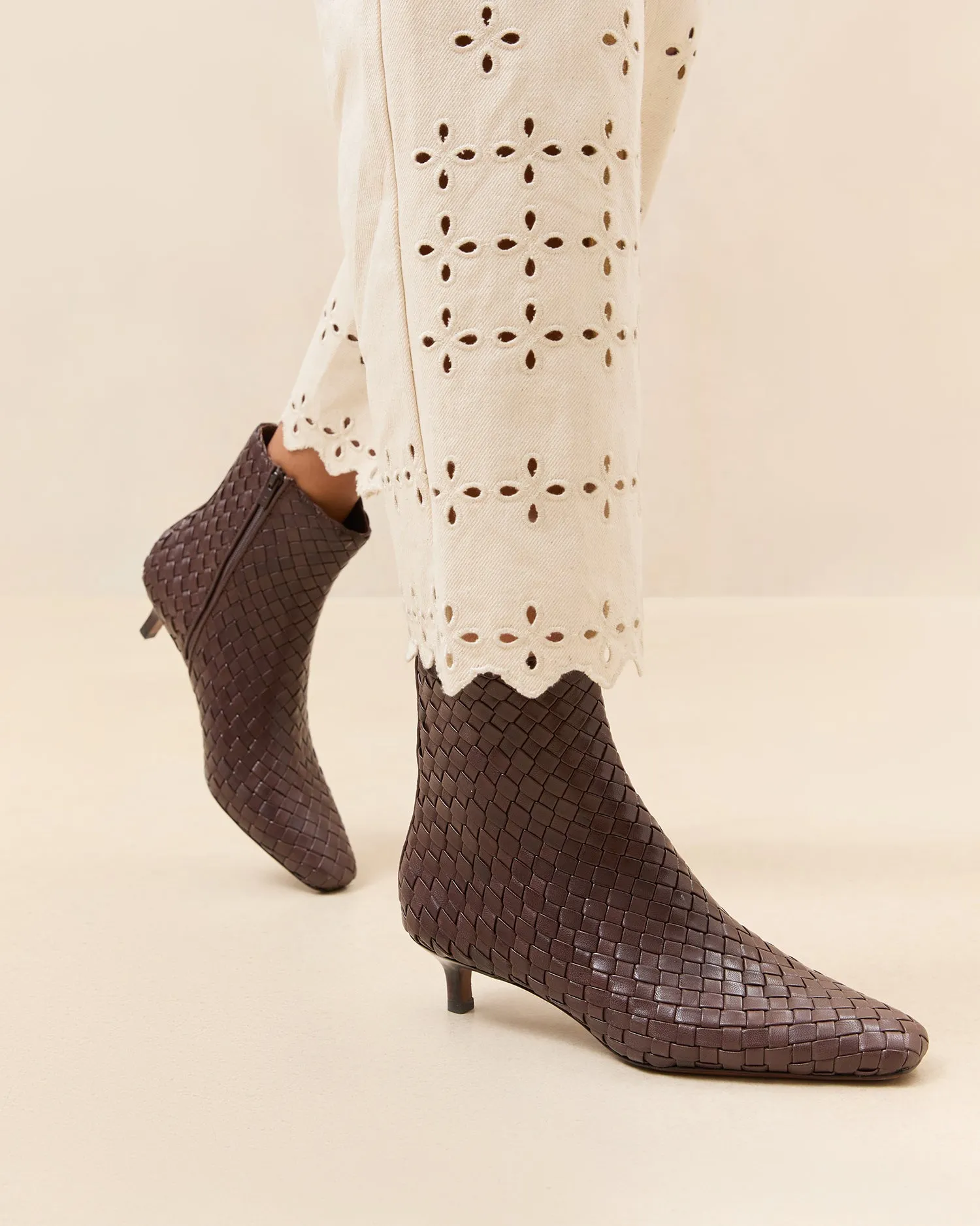 Marcella Espresso Woven Ankle Boot -LOEFFLER RANDALL