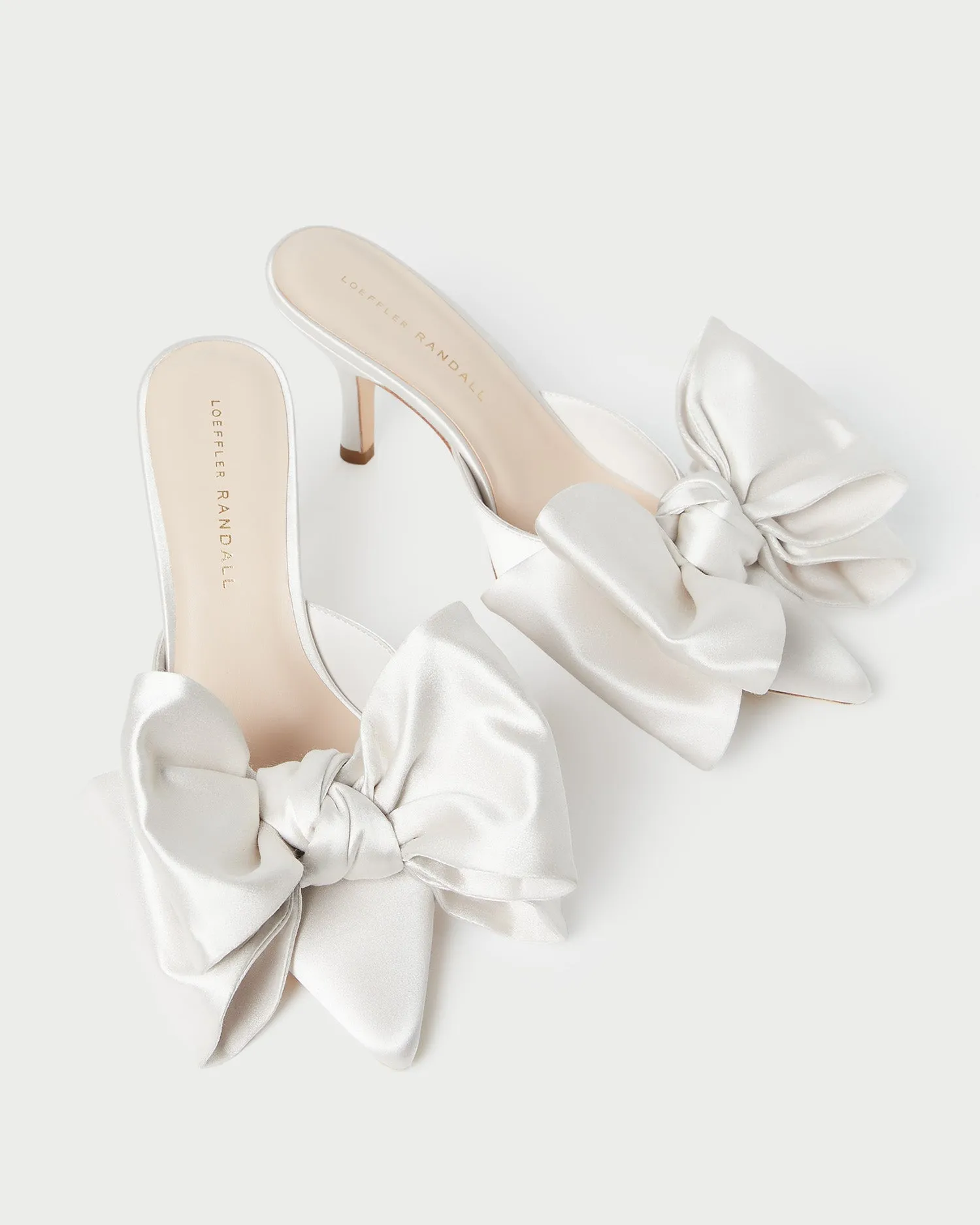 Margot Cream Satin Bow Mule -LOEFFLER RANDALL