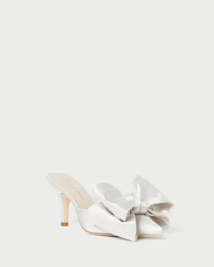 Margot Cream Satin Bow Mule -LOEFFLER RANDALL