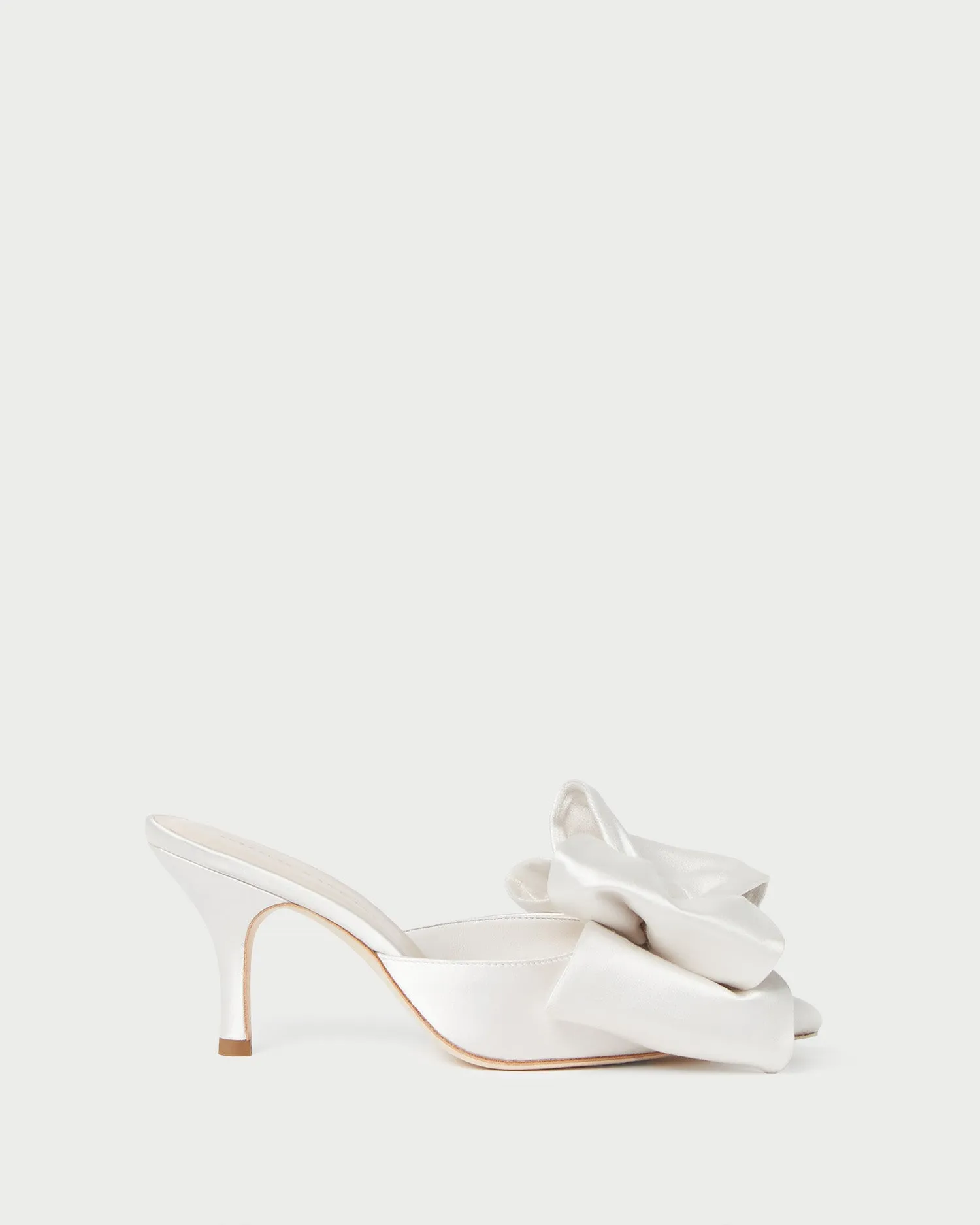 Margot Cream Satin Bow Mule -LOEFFLER RANDALL