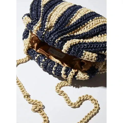 Maria La Rosa Striped Crochet Mini Game Clutch