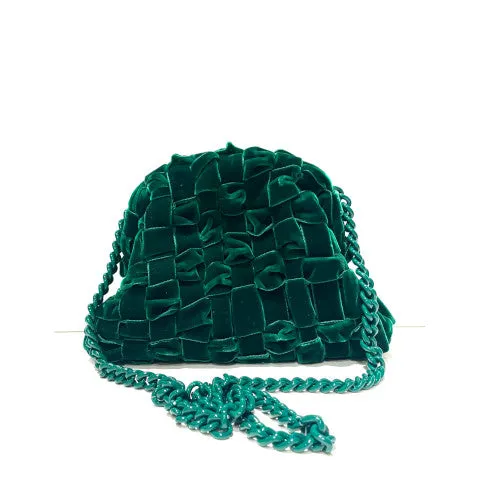 Maria La Rosa Velvet Woven Clutch