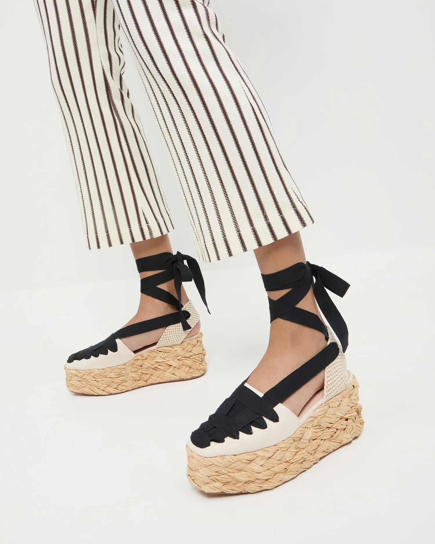 Mason Natural/Black Platform Espadrille -LOEFFLER RANDALL