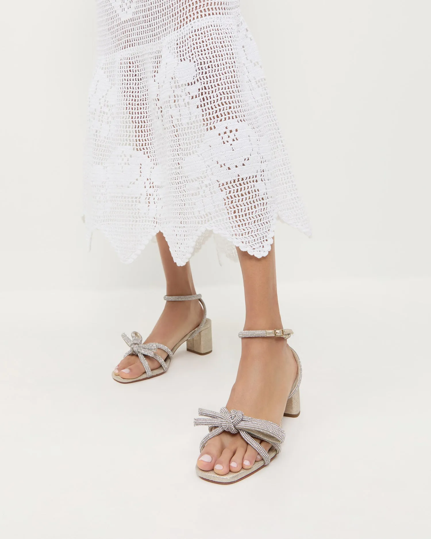 Mikel Cappuccino Bow Mid-Heel Sandal -LOEFFLER RANDALL