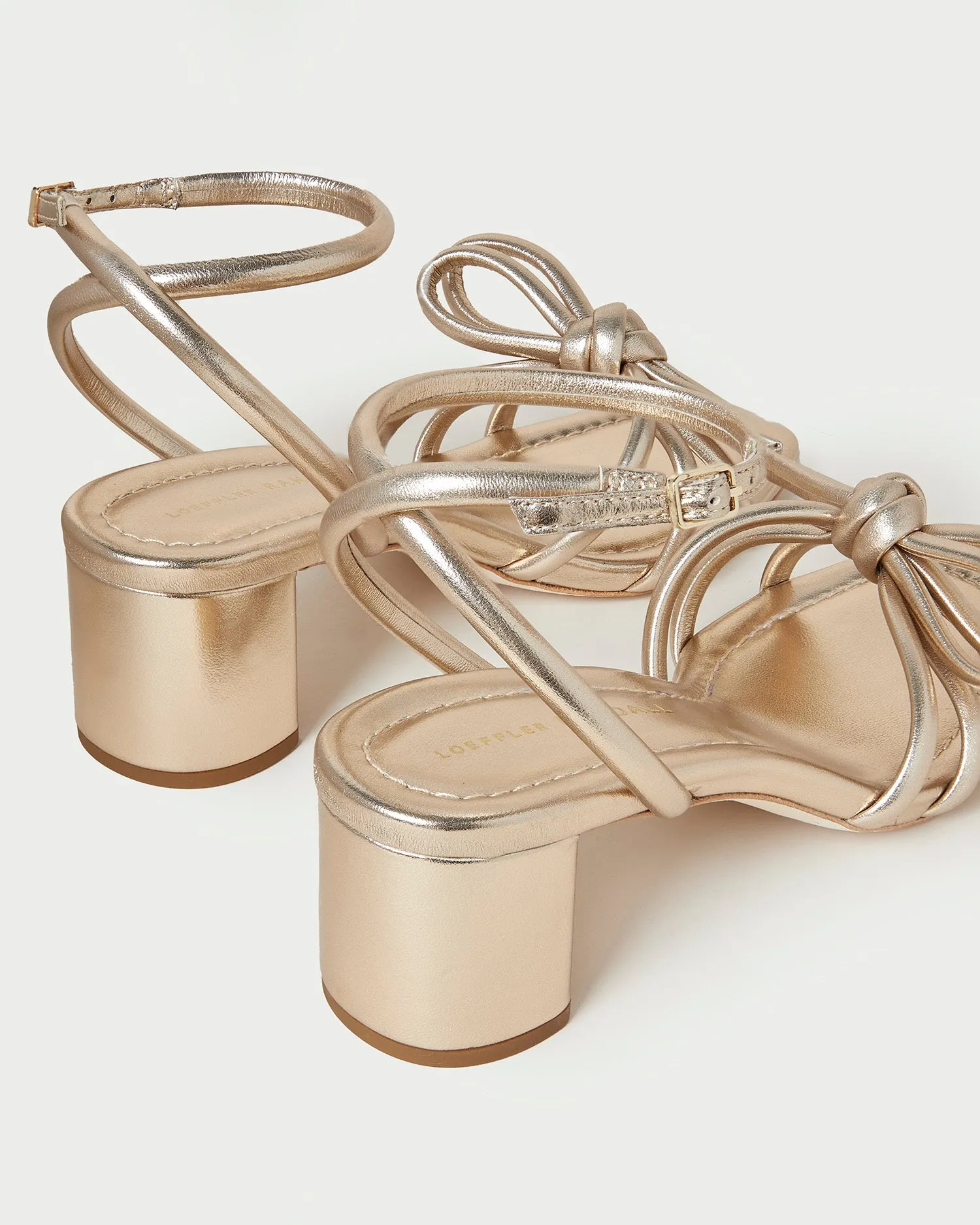 Mikel Champagne Bow Mid-Heel Sandal -LOEFFLER RANDALL